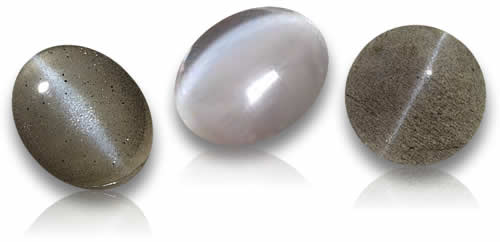 Piedras preciosas de escapolita ojo de gato gris