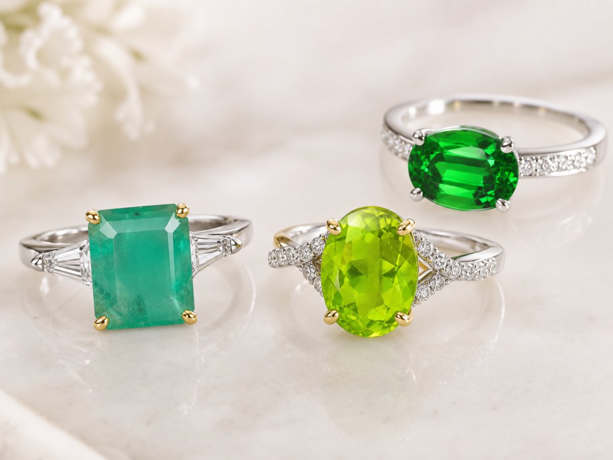 Natural gemstone gemstones shown in jewelry