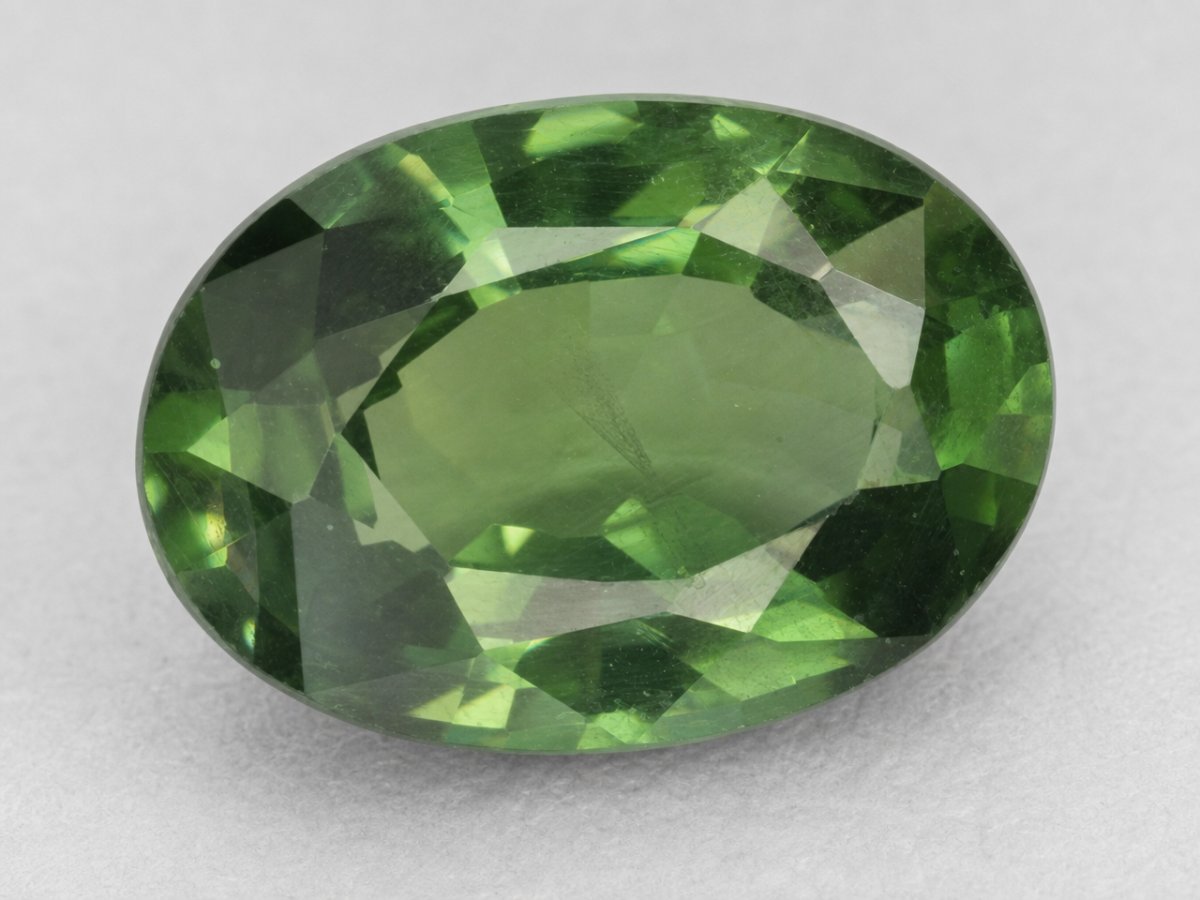 Close-up view of natural Green Sapphire gemstones