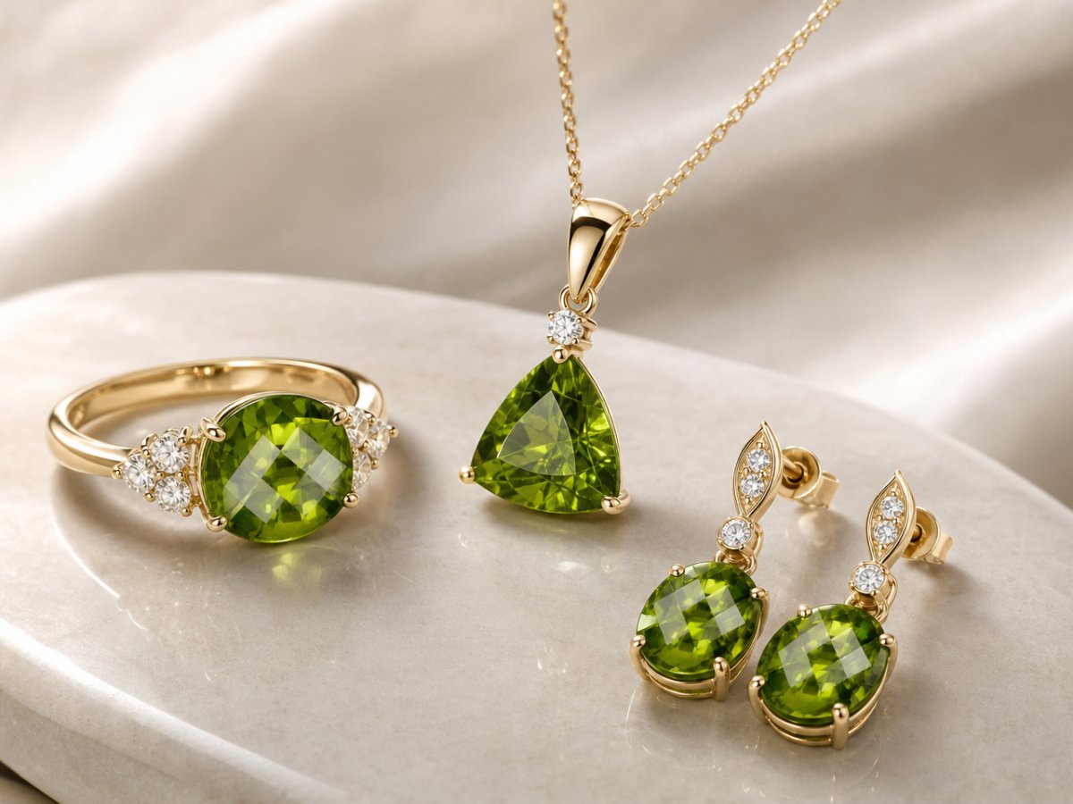 Idocrase gemstones shown in jewelry