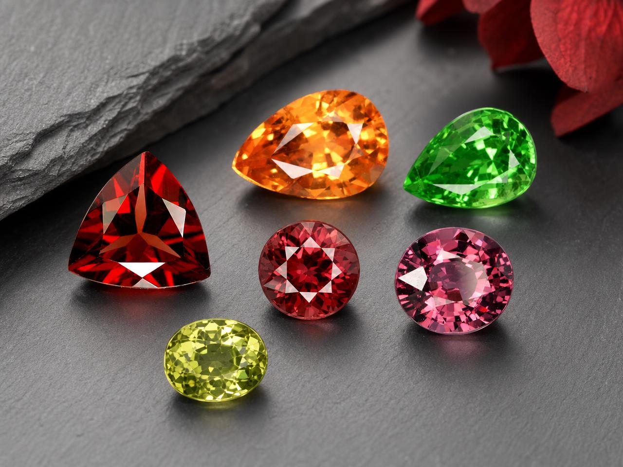 Loose January birthstone garnet gemstones