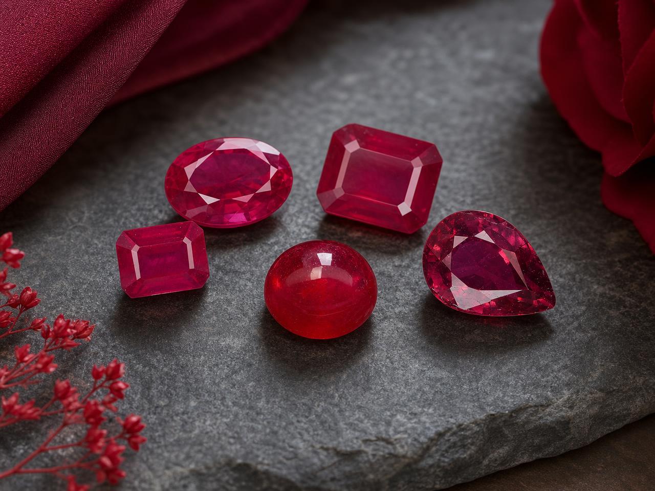 Loose ruby gemstones for July birthstone jewelry