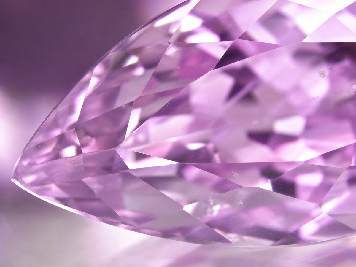 Close-up view of natural Kunzite gemstones