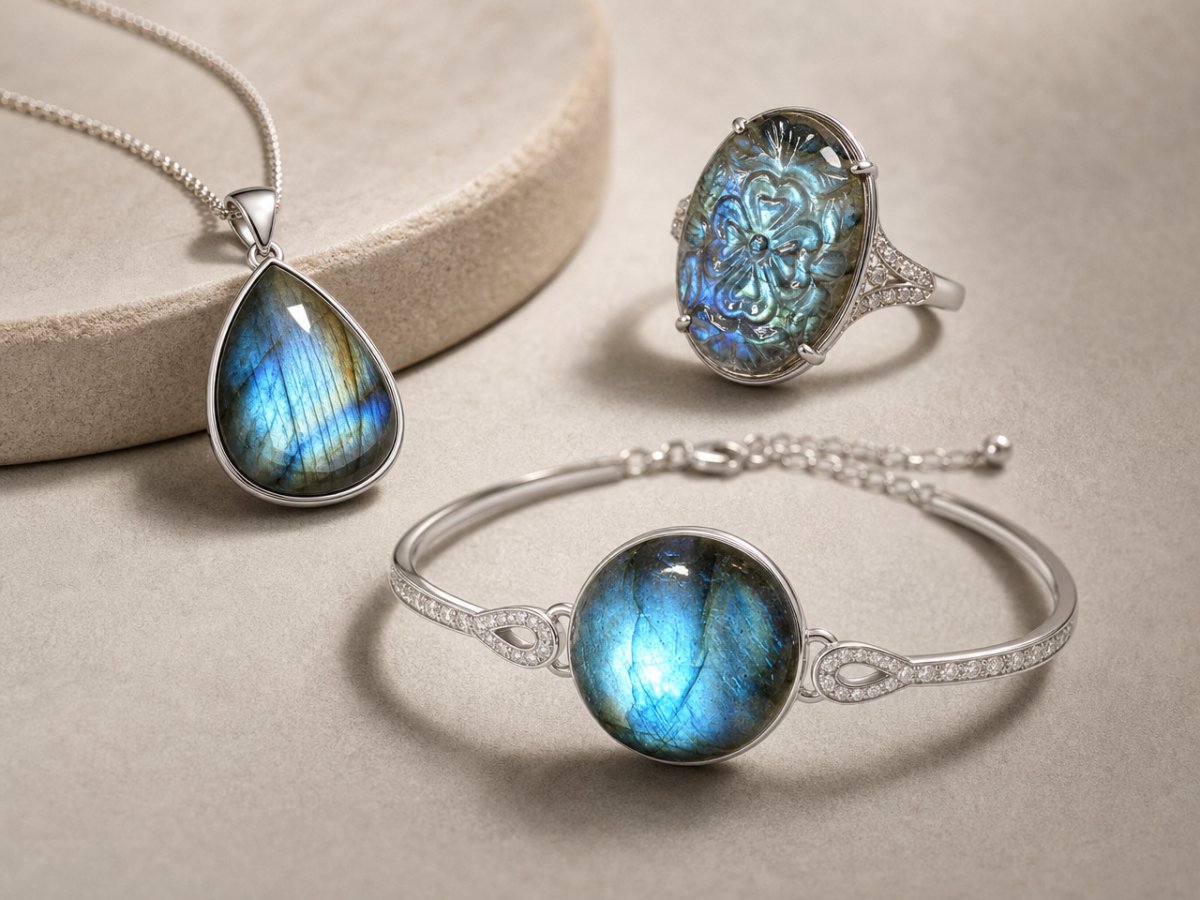 Natural gemstone gemstones shown in jewelry