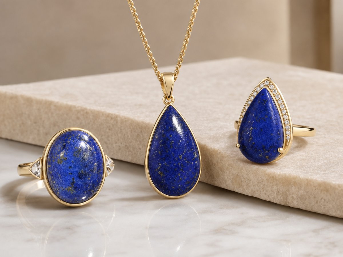Lapis Lazuli gemstones shown in jewelry