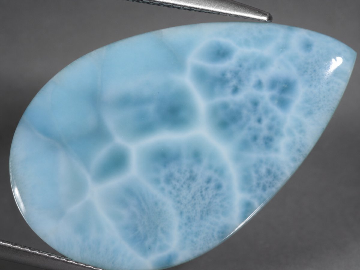 Close-up view of natural Larimar gemstones