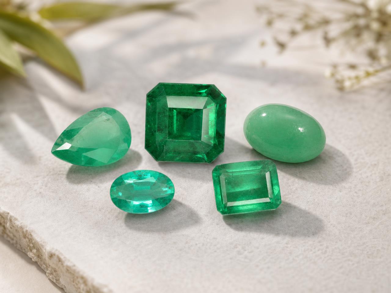 Loose emerald gemstones for May birthstone jewelry