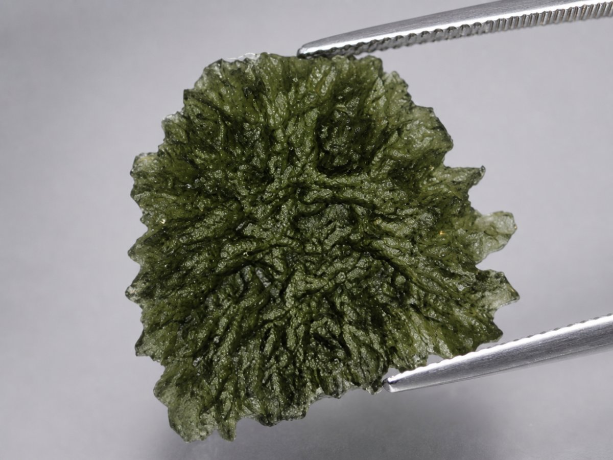 Close-up view of natural Moldavite gemstones