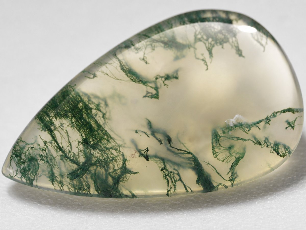 Close-up view of natural Moss Agate gemstones