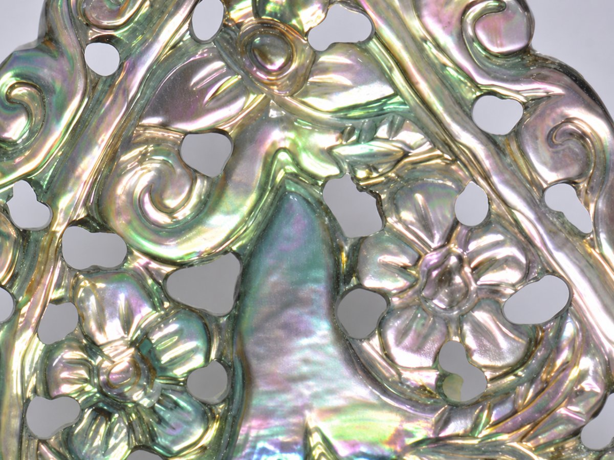 Close-up view of natural Mother of Pearl gemstones