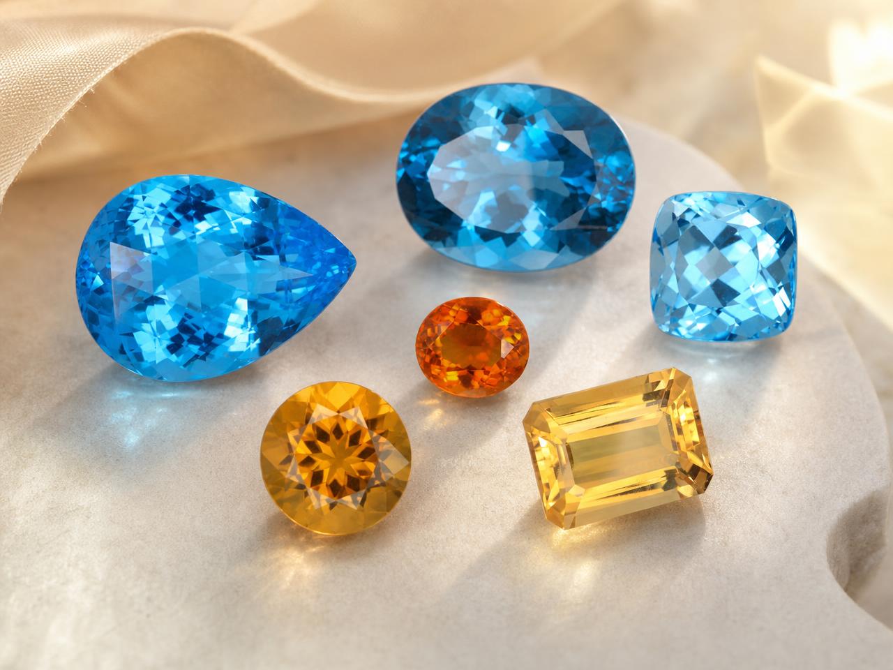 Loose topaz and citrine gemstones for November birthstone jewelry