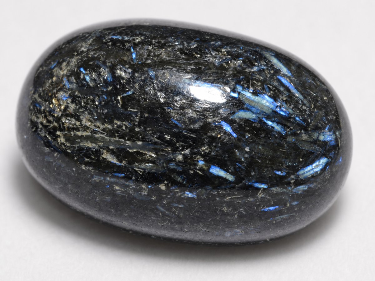 Close-up view of natural Nuummite gemstones