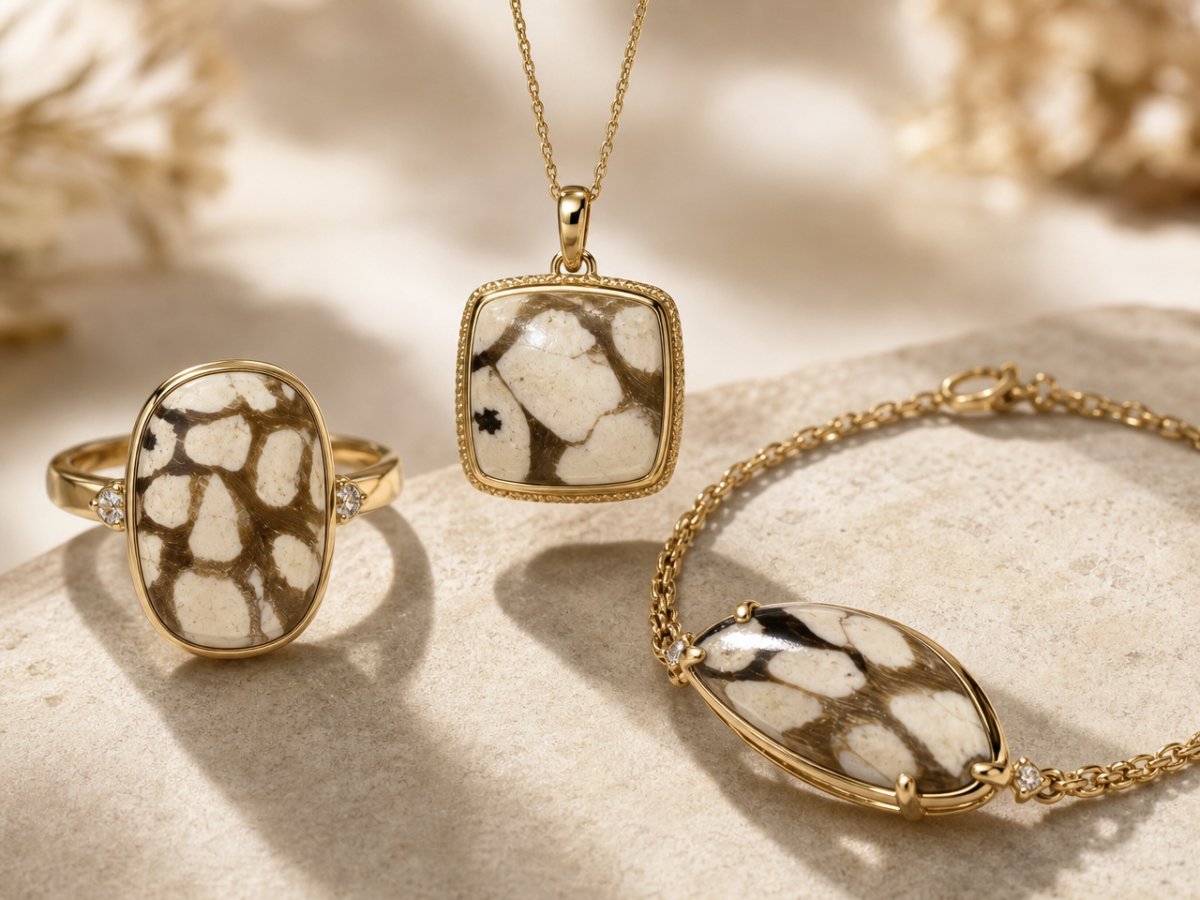 Peanut Wood gemstones shown in jewelry