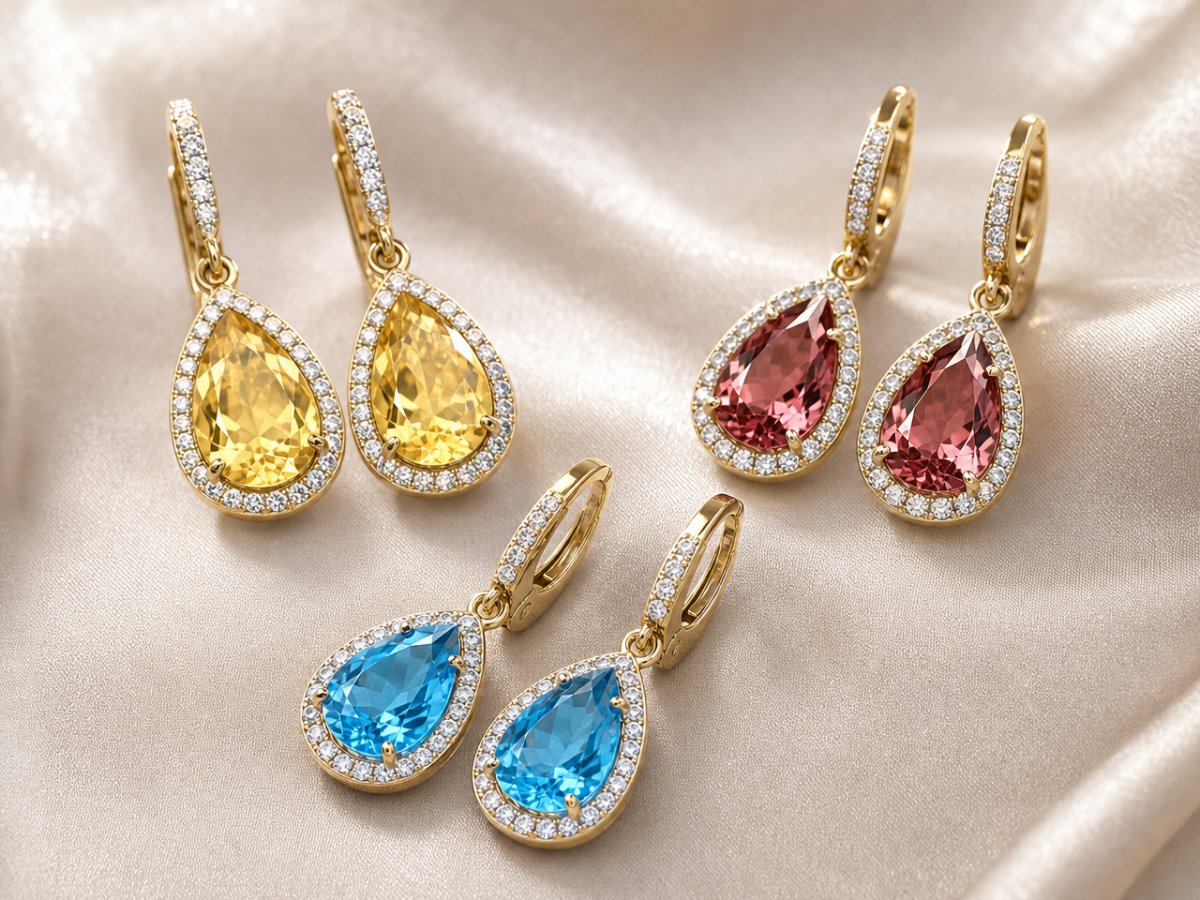 Natural gemstone gemstones shown in jewelry