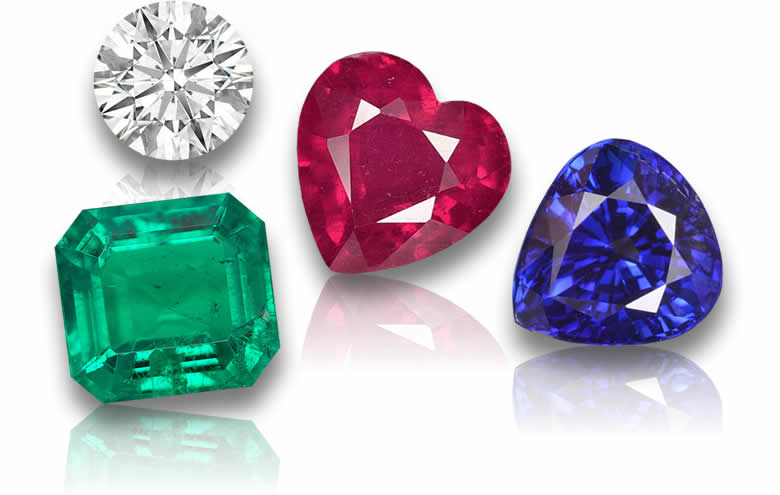 Loose Precious Gemstones including ruby sapphire emerald and diamond