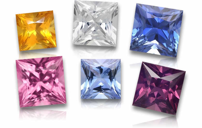 Princess cut loose gemstones for jewelry