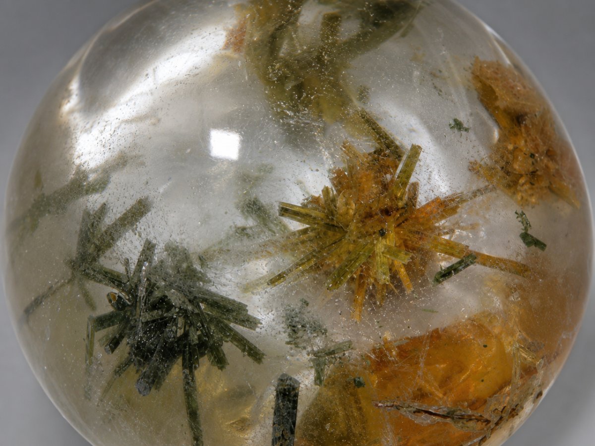 Close-up view of natural Quartz With Hedenbergite gemstones