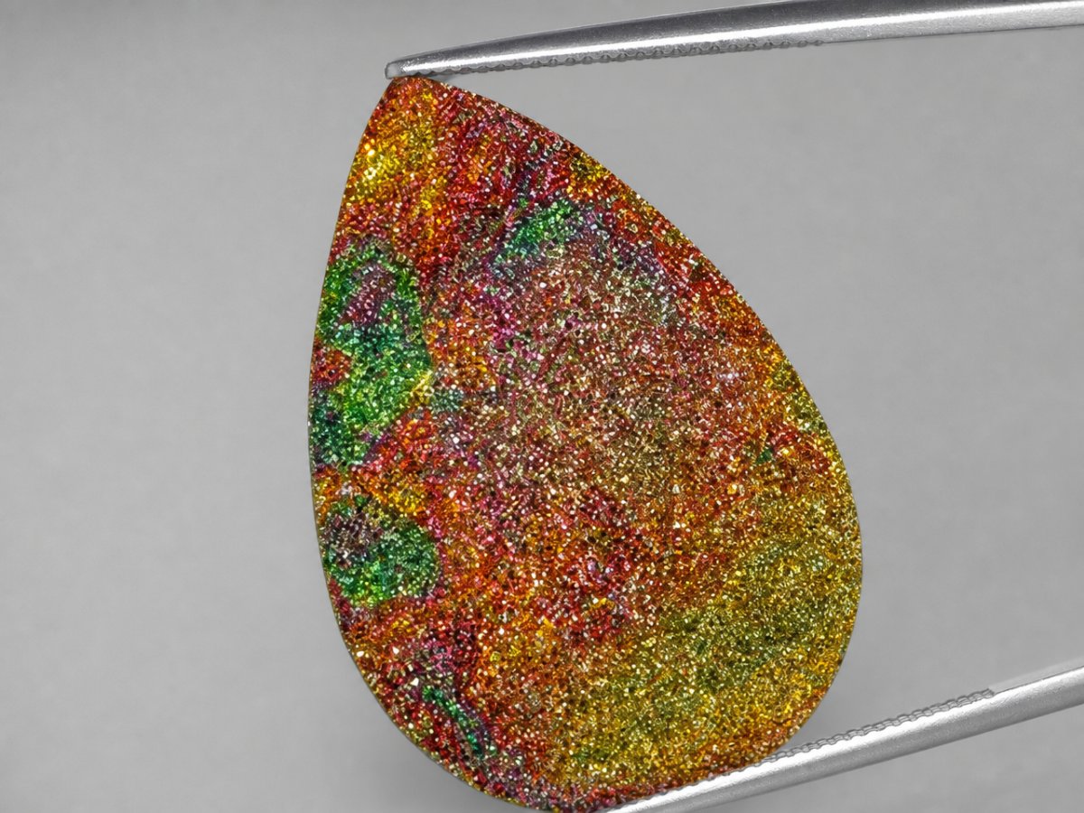 Close-up view of natural Rainbow Pyrite gemstones