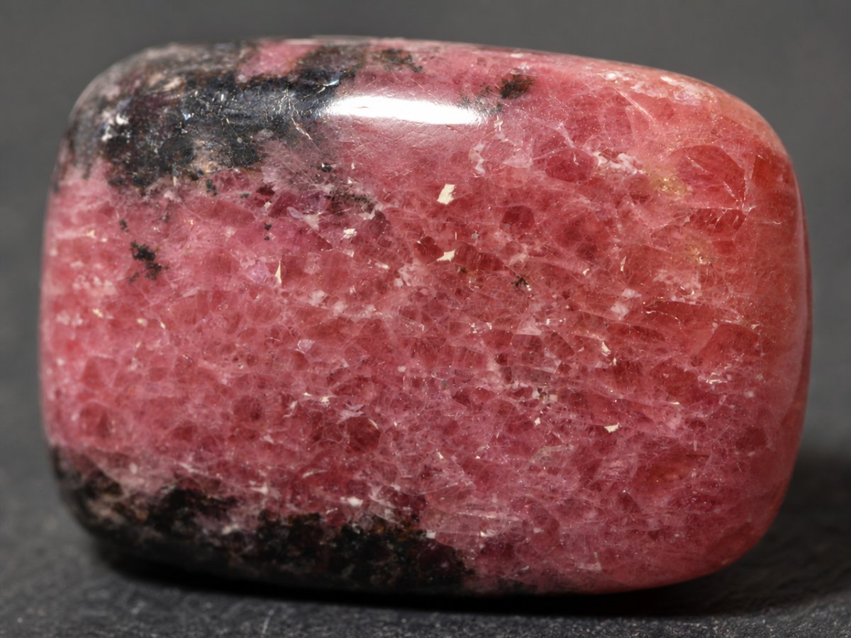 Close-up view of natural Rhodonite gemstones