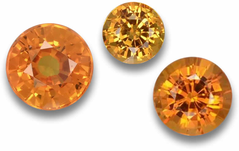 Round Orange Sapphire - Natural Certified Loose Gems