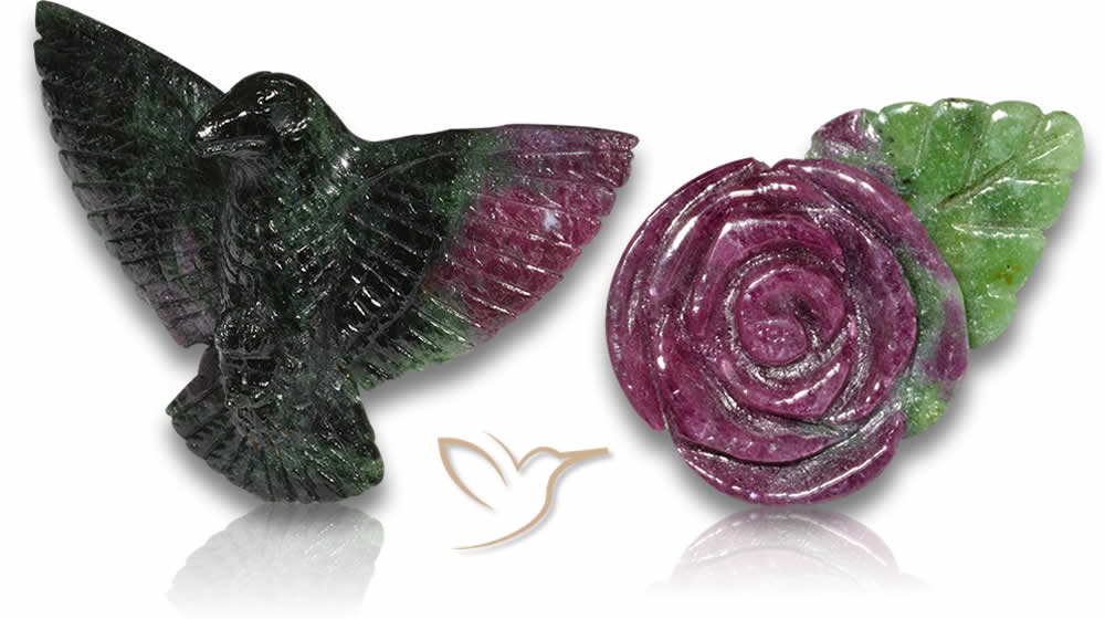 Ruby in Zoisite Gemstone Carvings