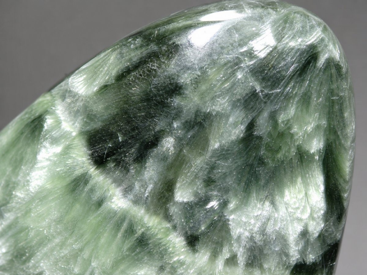 Close-up view of natural Seraphinite gemstones