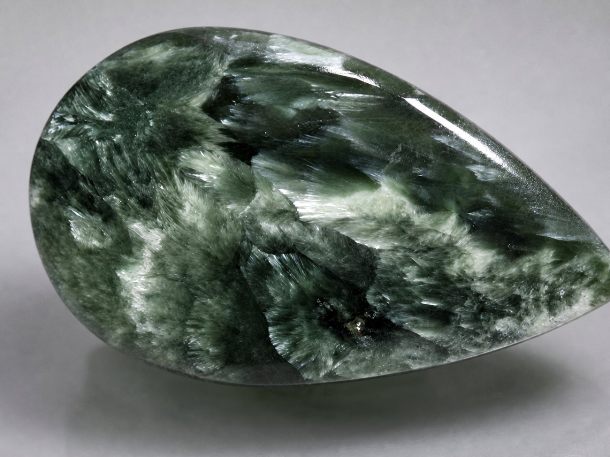 Close-up view of natural Seraphinite gemstones