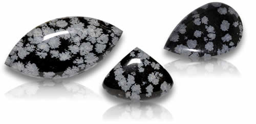 Piedras preciosas de obsidiana de copo de nieve