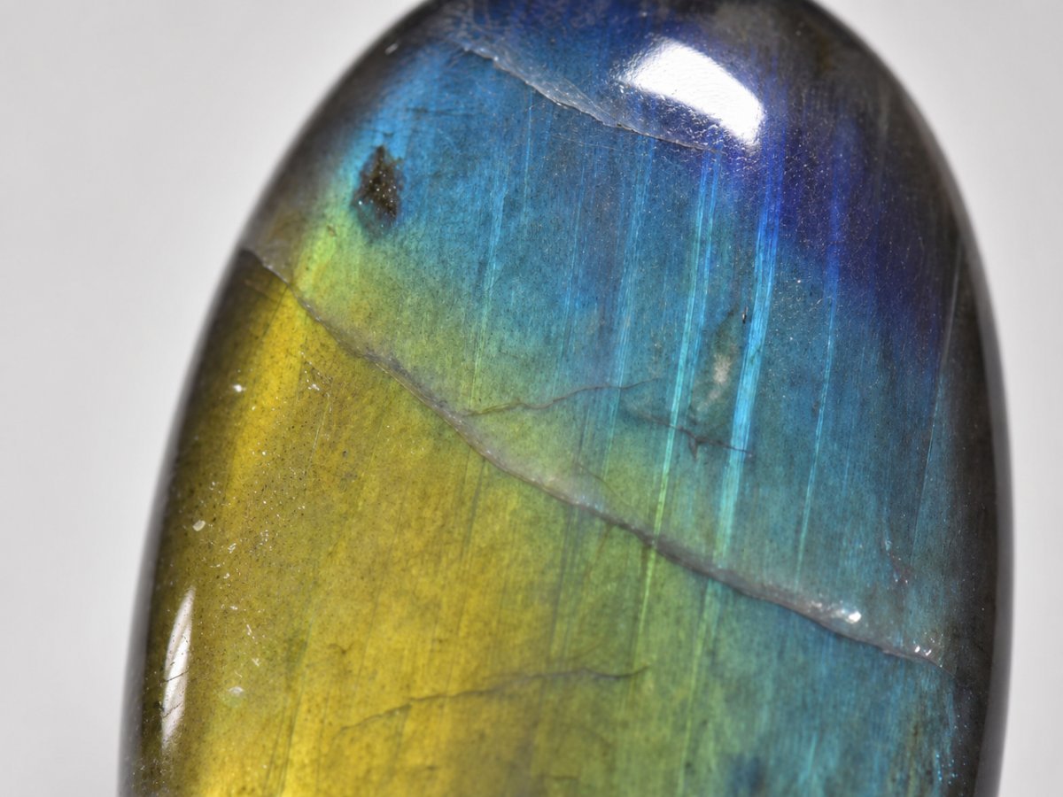 Close-up view of natural Spectrolite gemstones