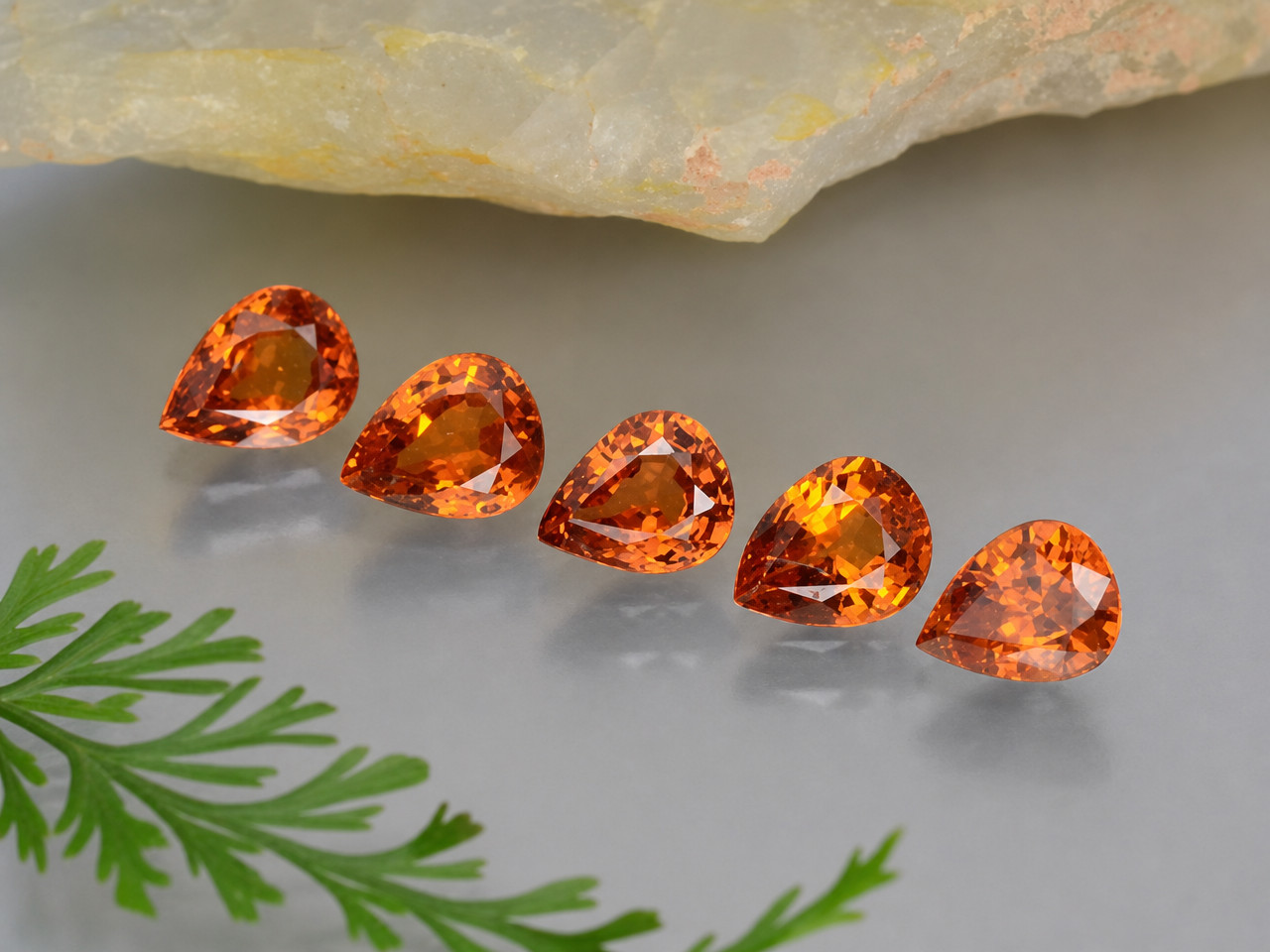 Spessartite Garnet Pear-Shaped Gems