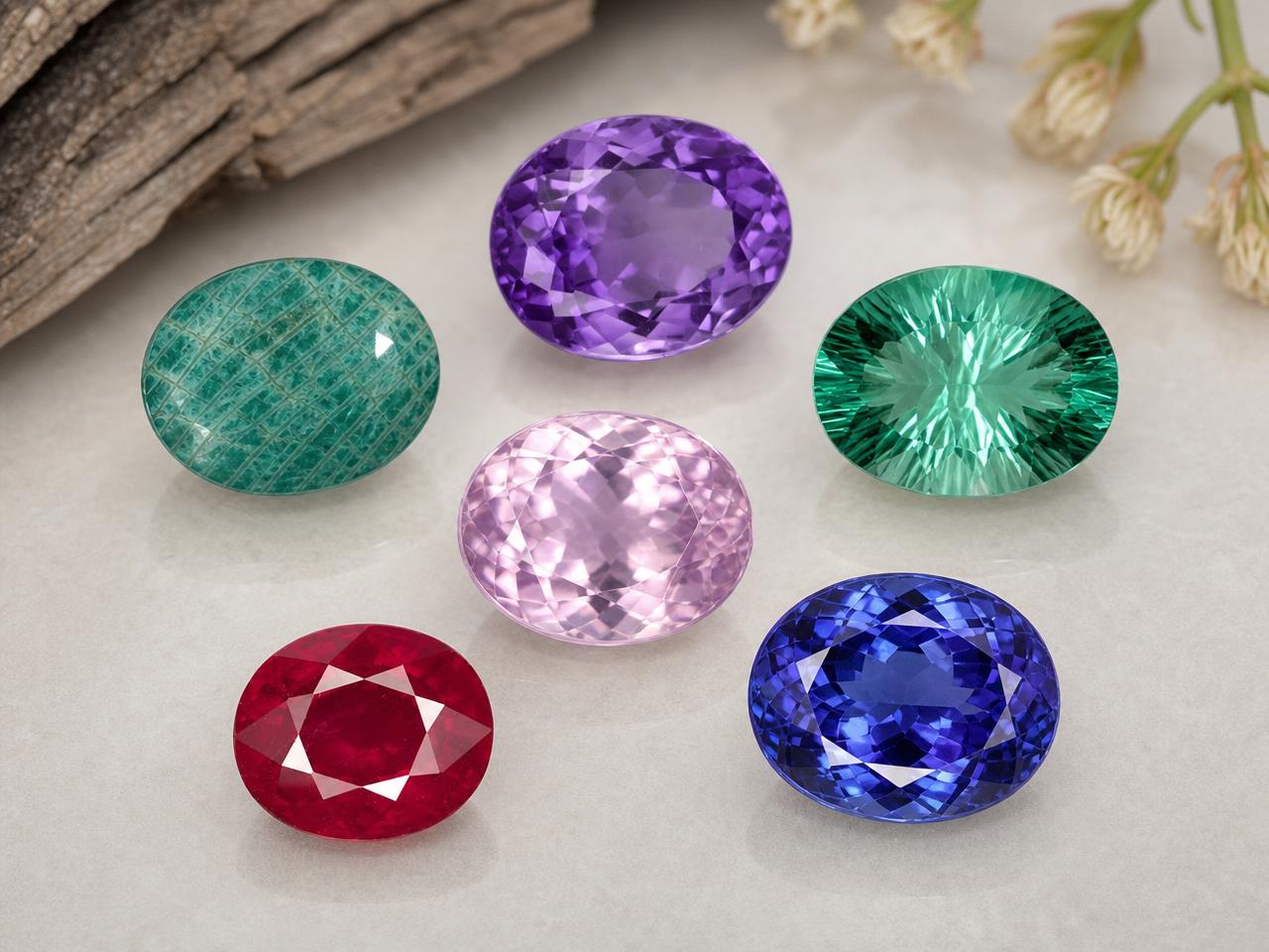 Loose 7x5mm oval gemstones in assorted colors