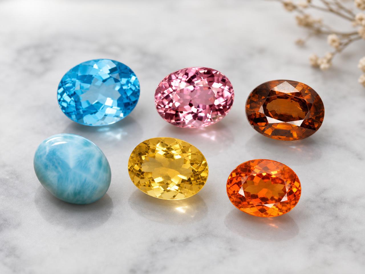 Natural loose 8x6mm oval gemstones in assorted colors