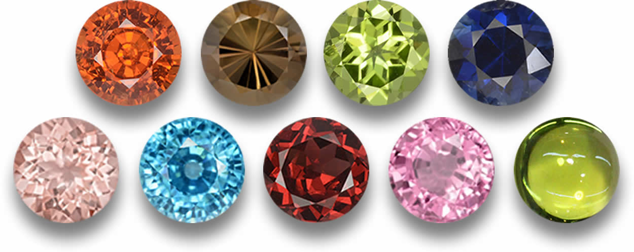 Selection of natural loose 5mm round gemstones