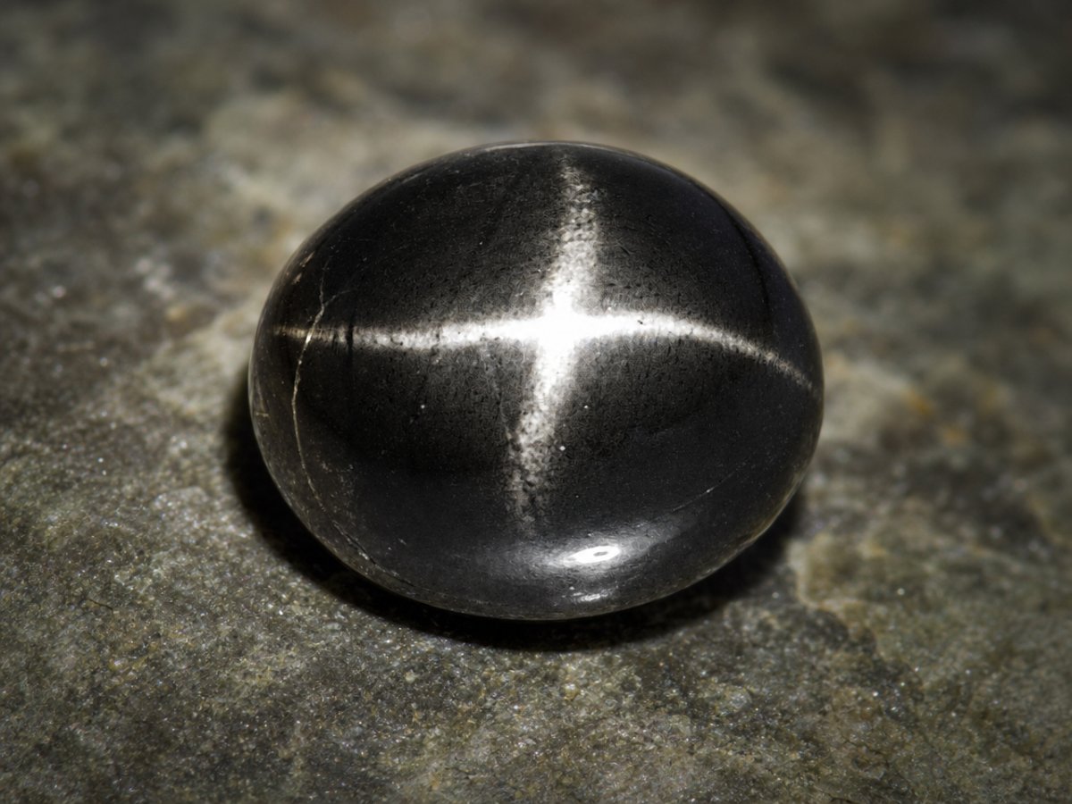 Close-up view of natural Star Diopside gemstones