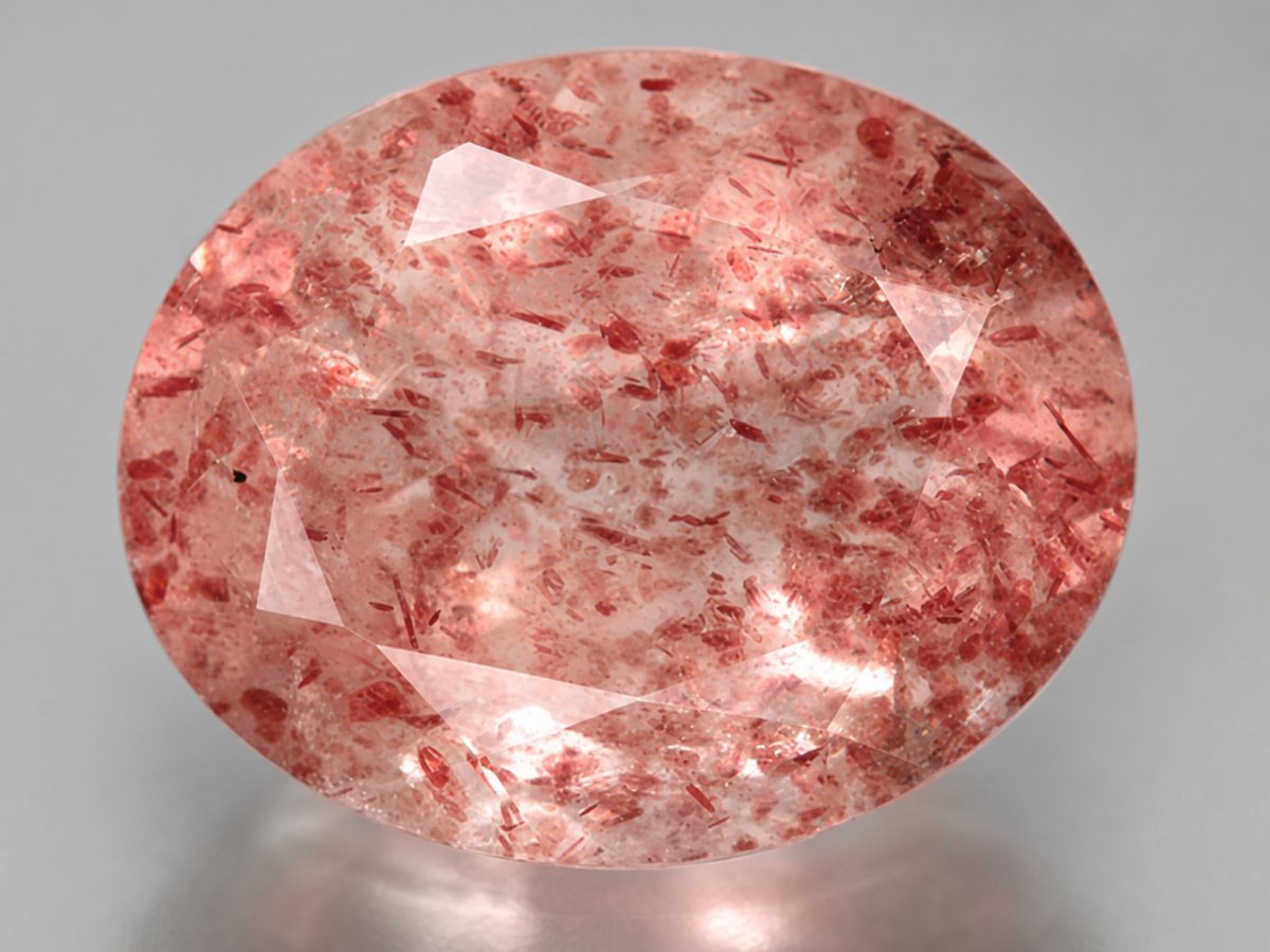 Close-up view of natural Strawberry Quartz gemstones