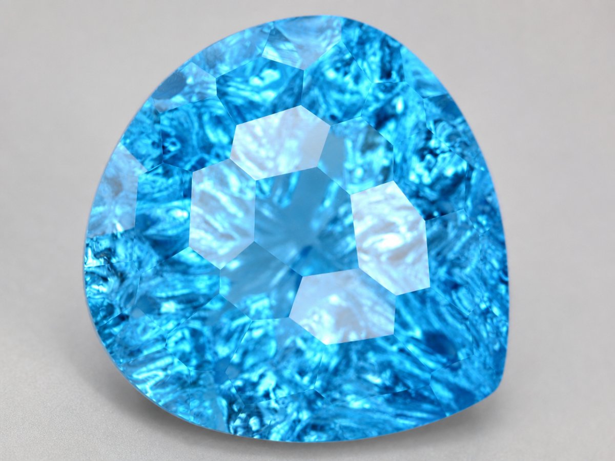 Close-up view of natural Swiss Blue Topaz gemstones