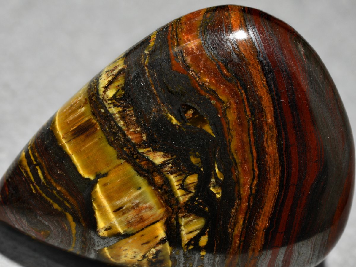 Close-up view of natural Tiger's Eye Matrix gemstones