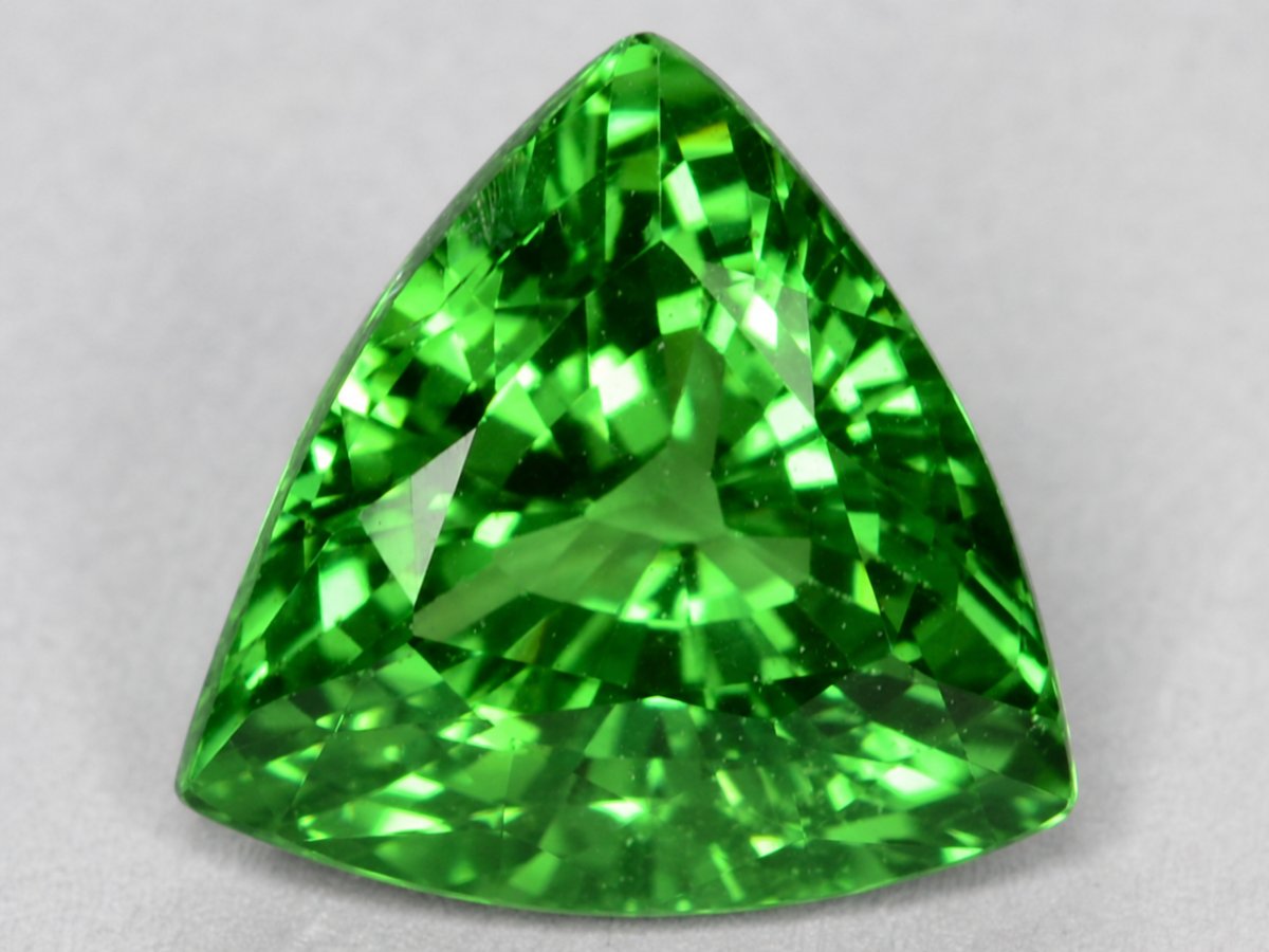 Close-up view of natural Tsavorite Garnet gemstones