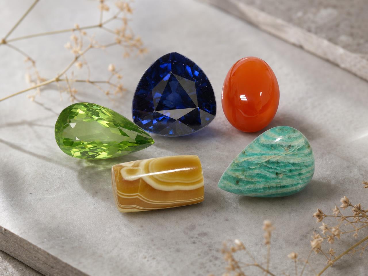 Natural loose gemstones selected as Virgo birthstones