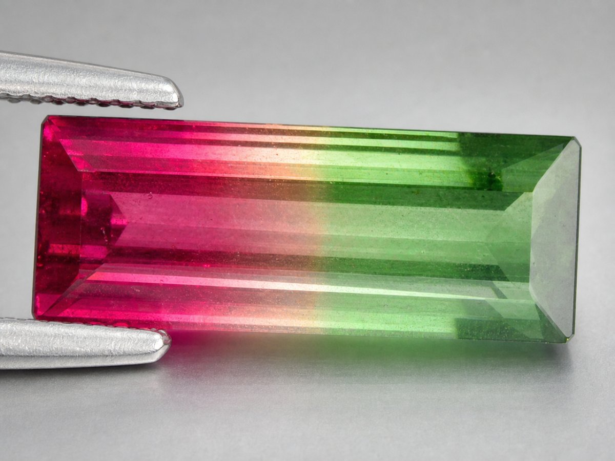 Close-up view of natural Watermelon Tourmaline gemstones