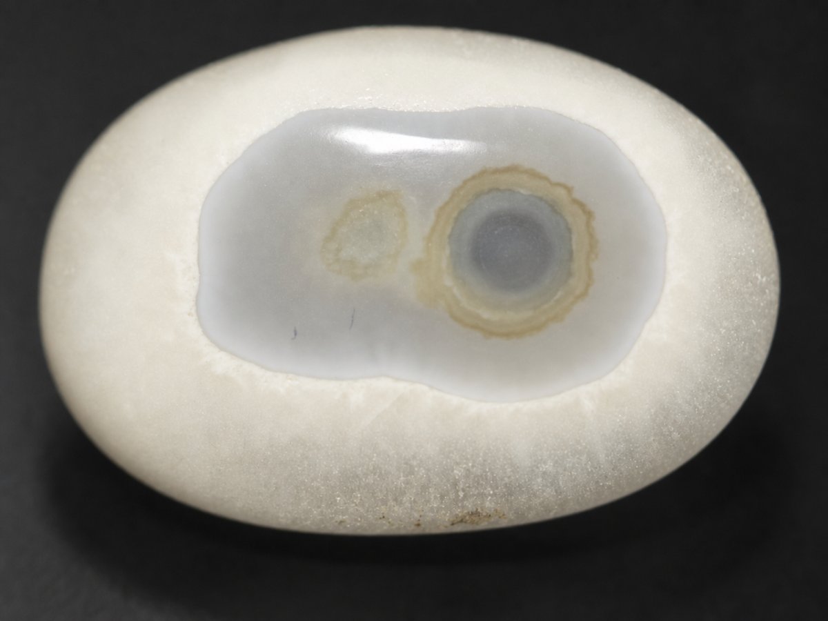 Close-up view of natural White Agate gemstones