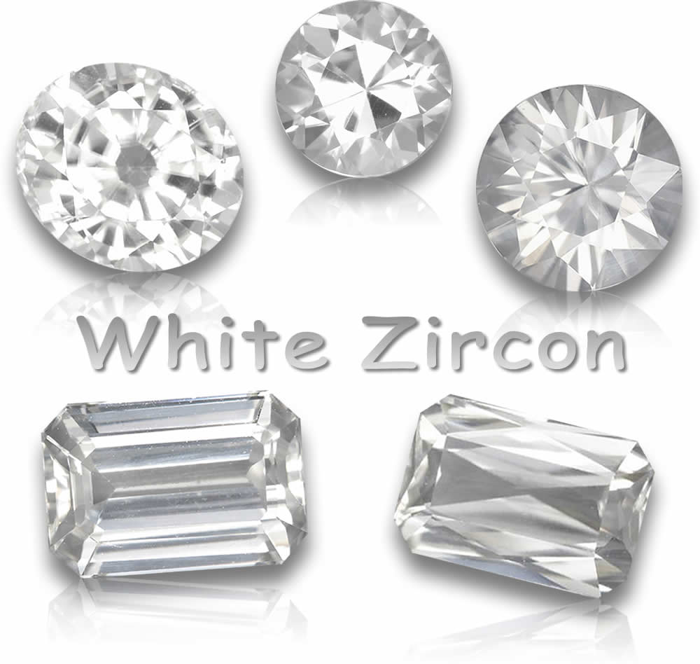 Pierres précieuses de zircon blanc naturel