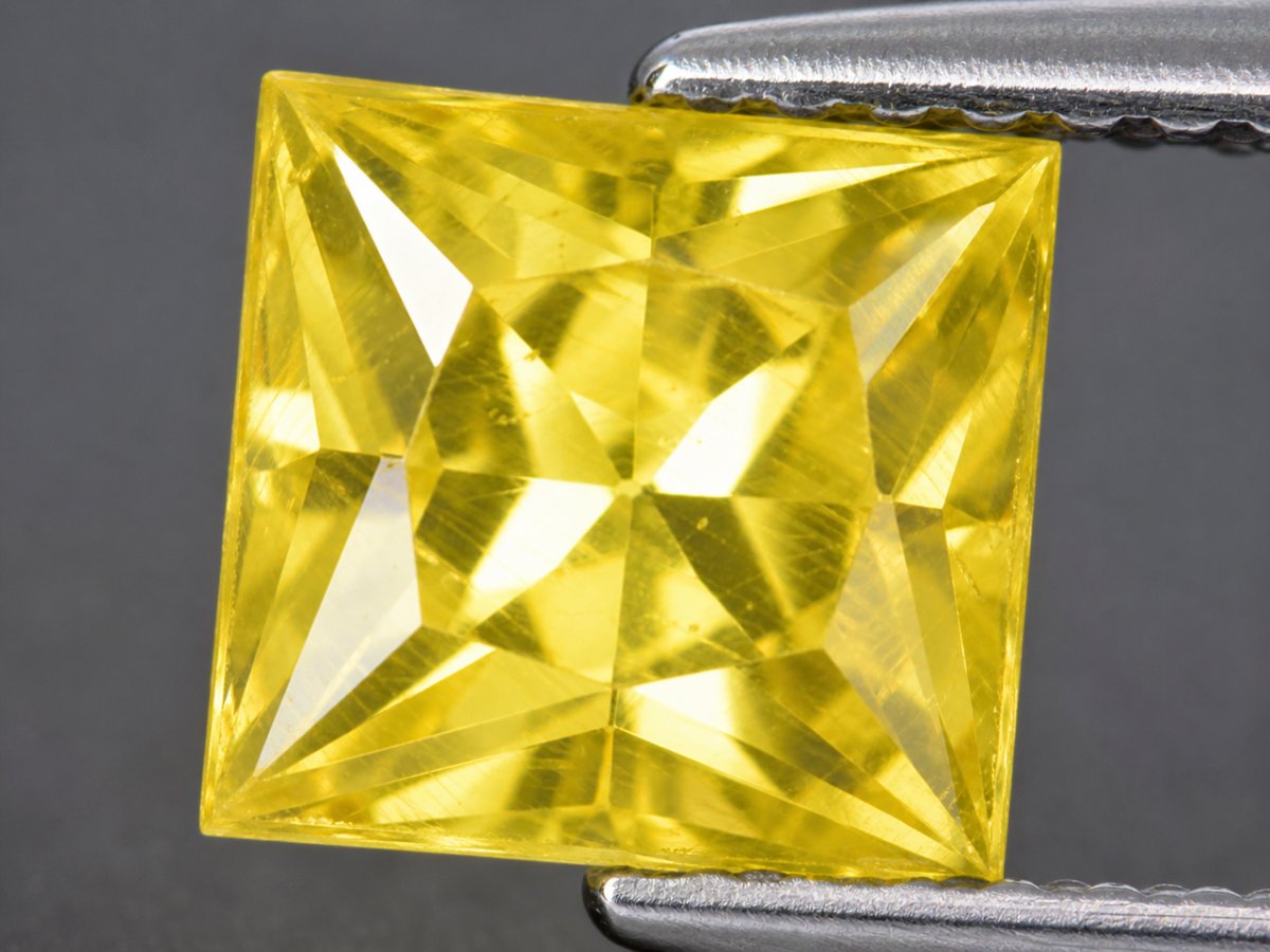 Close-up view of natural Yellow Sapphire gemstones