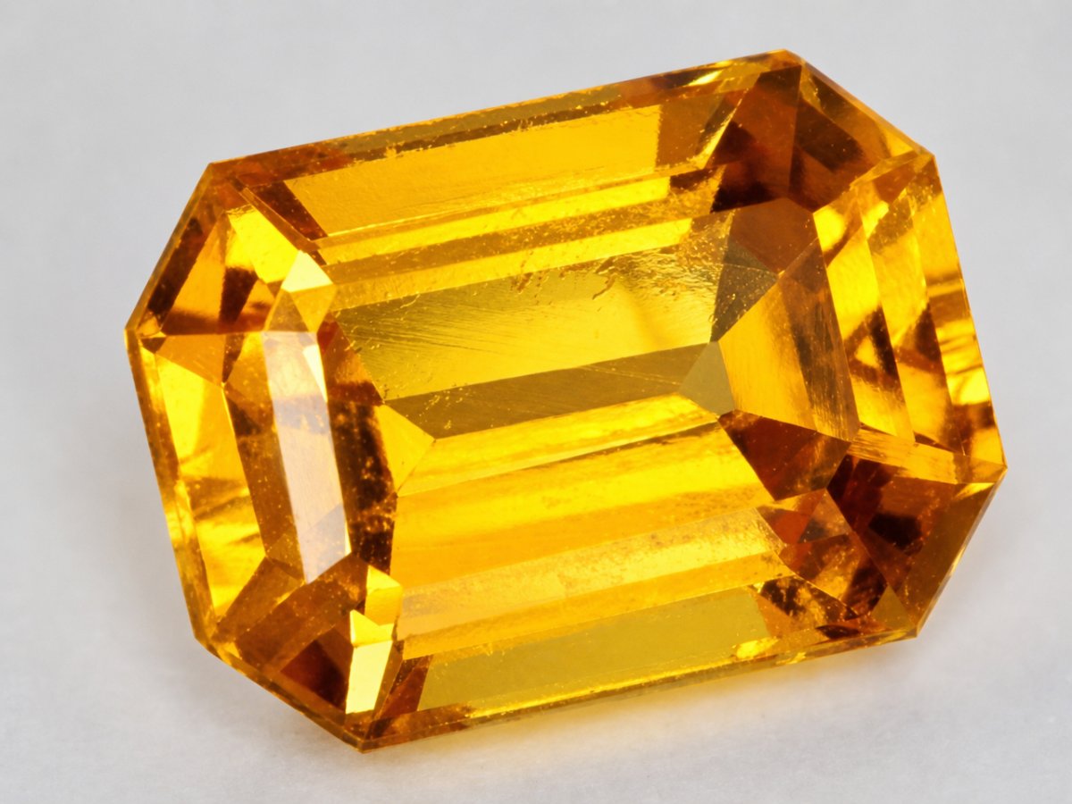 Close-up view of natural Yellow Sapphire gemstones