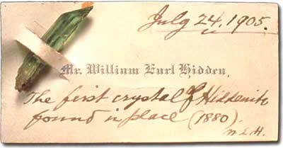 First discovered Hiddenite