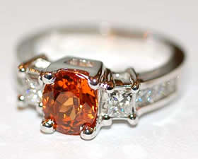 Spessartite Garnet 18k White-Gold Ring