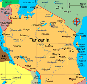 タンザニアの地図