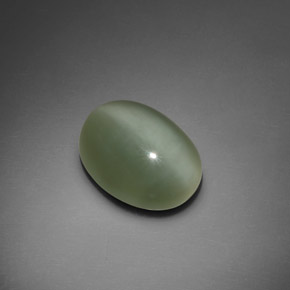 7.66 ct Green Actinolite Cat's Eye Gemstone, Actinolite Cat's Eye Gem in Oval Cabochon Shape for Sale.