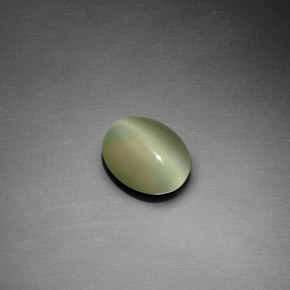 1.22 ct Green Actinolite Cat's Eye Stone, Natural Actinolite Cat's Eye in Oval Cabochon Shape for Sale