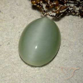 6.14 ct Green Actinolite Cat's Eye Stone, Natural Actinolite Cat's Eye in Oval Cabochon Shape for Sale